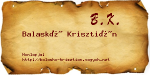Balaskó Krisztián névjegykártya